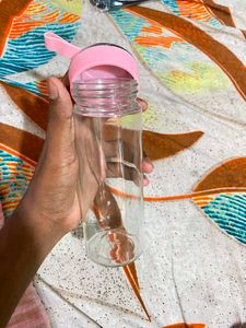Stylish Glass Water Bottle with Pink Lid