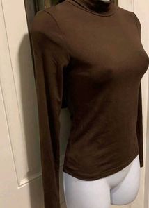 Classic Brown Turtleneck Top