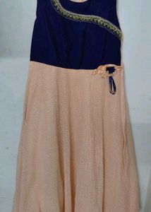 Anarkali-style peach party gown