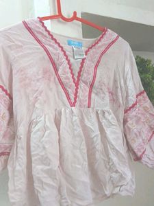 Cute White &amp; Pink Babydoll Dress