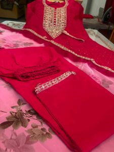 Elegant Pink  Embroidered Anarkali  Kurta Set