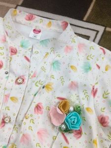 Girls Floral Top &amp; Yellow Pants Set Size-38