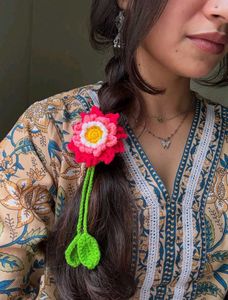 Crochet Lotus Flower Hair Tie 🪷