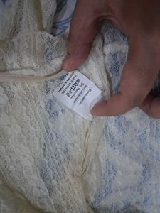 Vintage Cream Lace Tie-Front Top