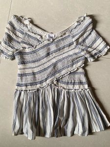 Striped Off-Shoulder Peplum Top