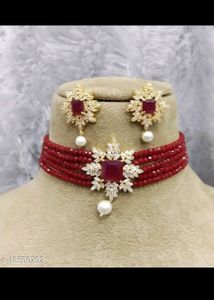 Red Beaded Choker Set