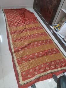 Brown,Gold Saree With Designer Blouse