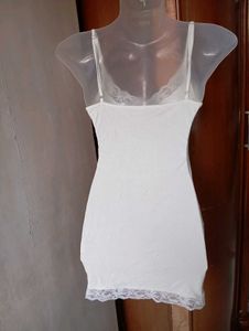 White Lace Trim Cami Slip Dress