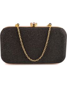 Elegant Black Glitter Clutch