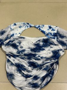 Trendy Tie-Dye Cutout Ruched Top