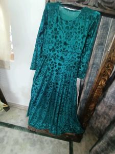 Teal Velvet Floral Gown