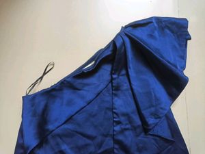 One Shoulder Satin Ruffle Top...