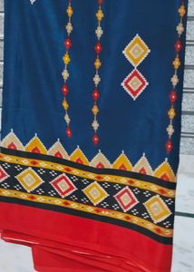 Ethnic Print Blue Saree