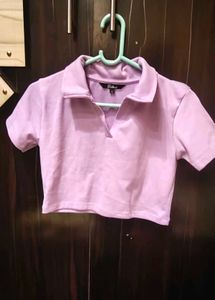 Lilac Collared Cropped Top
