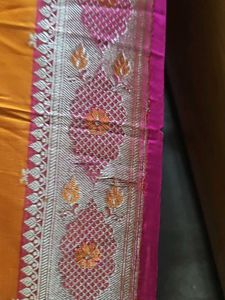 Elegant Yellow &amp; Pink Banarasi Saree