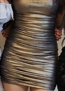 Metallic Ruched Mini Dress♨️