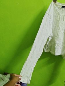 Cream Relaxed Fit Long Sleeve Top