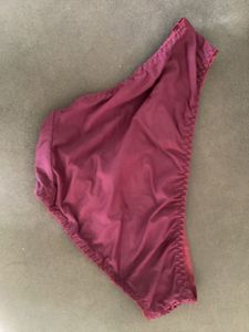 Burgundy Lace Trim Bikini Panty