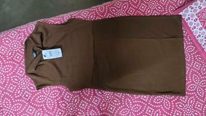 Elegant Brown Mock Neck Dress