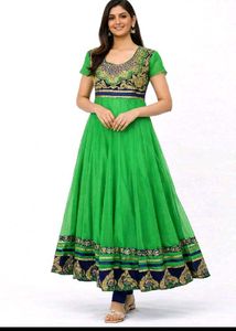 Elegant Green Embellished Anarkali Dress