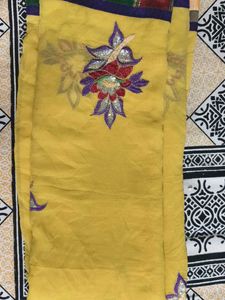 Elegant Yellow Embroidered Saree