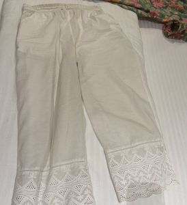 Elegant White Chikankari Pants