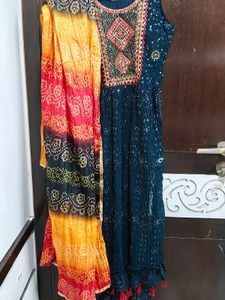 Designer Kurta Set with Palazzo &amp; Dupatta