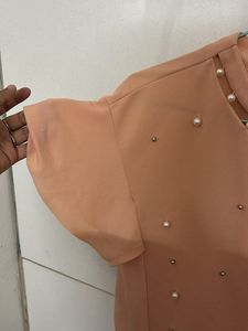 Peach Pearl Embellished Top