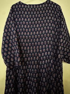 Navy Blue Printed Kurta