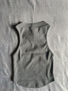 Grey Ribbed Sleeveless Top