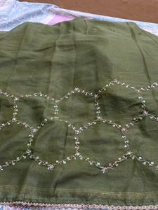 green full work Saree