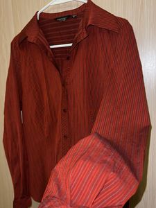 🇨🇳Red Striped Button-Up Blouse