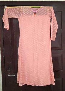 Peach Net Kurta