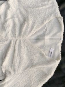 korean fur White Lace Detail Long Dress