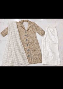 Elegant Beige Kurta Set with Palazzo