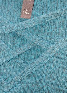 Stylish Teal Ribbed V-Neck Top