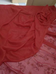 Elegant Red Sequined Saree