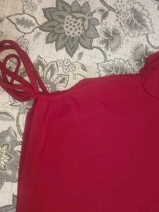 Red Basic T-Shirt with Tie Detail