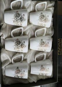 Set of 6 Elegant White Mugs