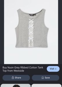 Grey Ribbed Lace-Up Tank Top