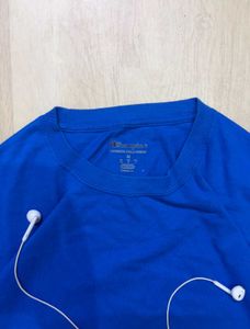 Champion Blue T-Shirt with Earbuds