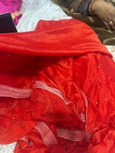 Elegant Red Embellished Saree Very Light Weighted