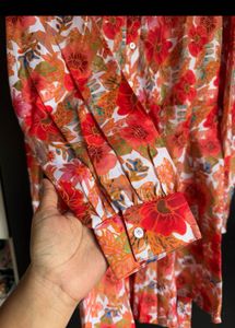 Floral Print Shirt Dress 🧡