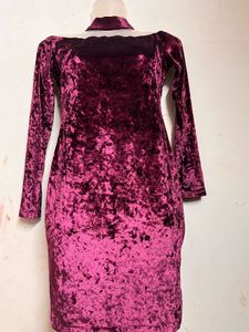 Burgundy Velvet Choker Dress