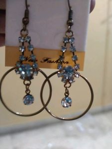 Beautiful Gold Plated Earrings With White Stone