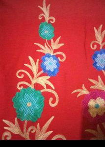 Red Embroidered  Kurta