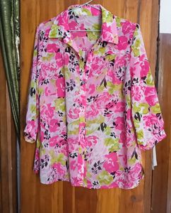 Floral Print Button-Down Top