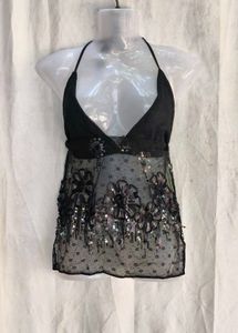 Sparkling Black Halter Top