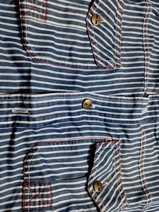 Blue &amp; White Striped Button-Up Chore Shirt Jacket