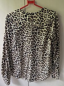 Leopard Print Collared Blouse